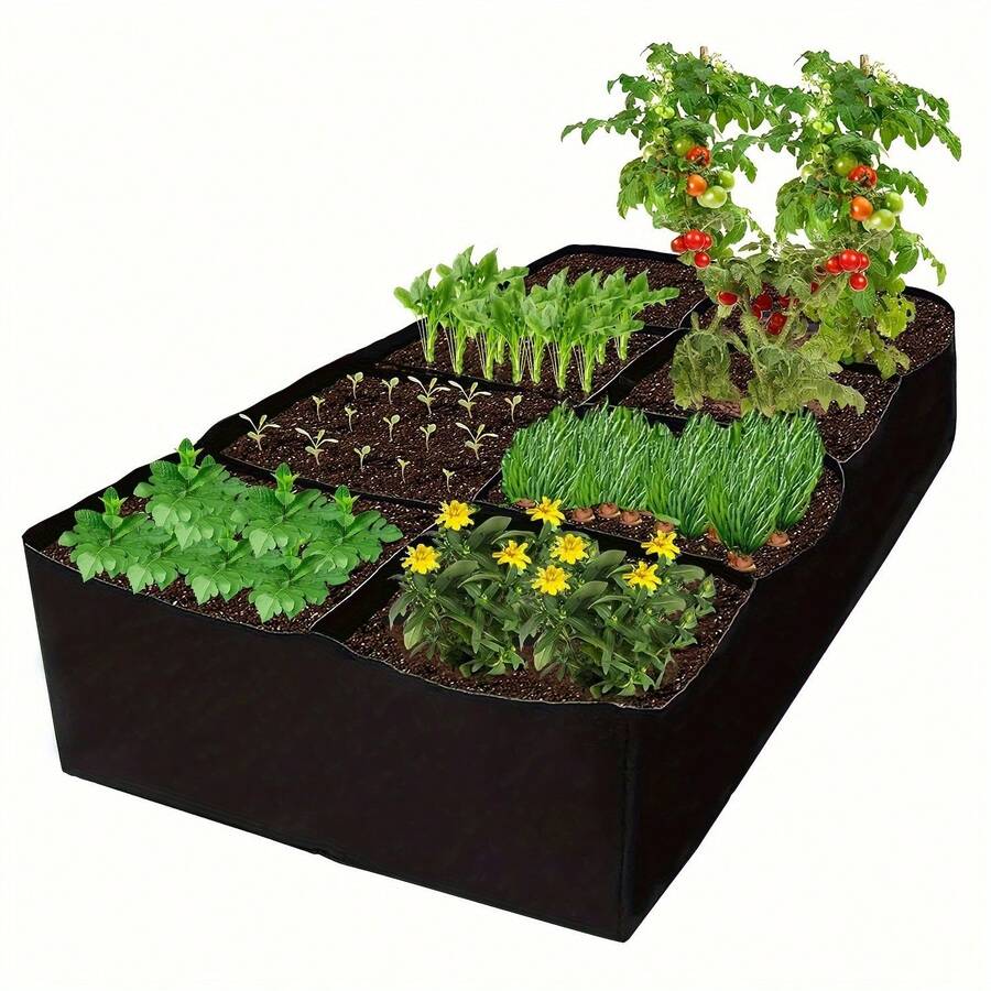 128-Gallon 8-Section Garden Bed - 2x4 Feet Breathable Elevated Planting Container, Grow Bag Seedling Bed, Suitable For Vegetables, Potatoes, And Flowers - Rectangular Planting Box For Indoor/Outdoor Use - Multicolor - View 1