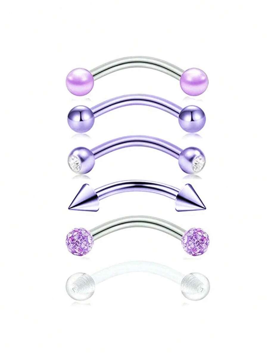 6Pcs/Lot Stainless Steel Crystal Eyebrow Piercing Set 16G CZ Curved Barbell Helix Daith Piercing Lot Lip Rings Snake Eyes Bulk
