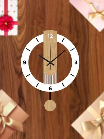 Pc, Wit Wood Grain Acrylic Creative Swing Wand Clock, Silent Living Room, Bedroom, Room ation, Home Kitchen, Office Birthday, Bedroom Dormitory Back To School view 10
