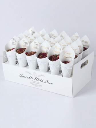 38 件/套五彩纸屑架，1 个五彩纸屑锥形架，配 30 张牛皮纸，婚礼庆典派对装饰用品，户外婚礼干花五彩纸屑礼品包装用品，30 孔锥形五彩纸屑架，30 张牛皮纸可供个人使用