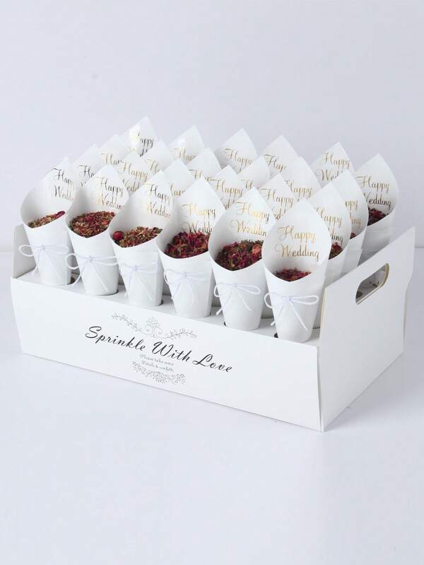 Set da 38 pezzi Portaconfetti, 1 pezzo Portacono Confetti con 30 pezzi di carta kraft, decorazioni per feste di matrimonio, forniture per confetti di fiori secchi per matrimoni all'aperto, regalo, Portaconfetti a forma di cono da 30 fori, 30 pezzi di carta kraft disponibili singolarmente