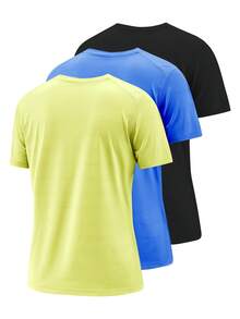 3 peças/Pacote: Camisetas Esportivas de Manga Curta de Ajuste Seco para Mulheres para Exercícios, Ioga, Corrida, Academia