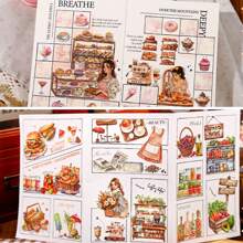 18 fogli di quaderni a spirale con materiale doppio, blocco note con adesivi vintage ritagliati a tema della vita, forniture scolastiche, ritorno a scuola