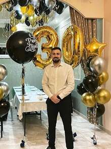 60pcs 60 Black Gold Balloons, Black Gold Silver Helium Balloons, Metal Gold Silver Latex Balloons, 12 Inch Black Party Balloon Decoration, Suitable For Birthday, Graduation Ceremony Wedding Decoration. Summer Gifts Beach Back To School School Supplies Room Decor