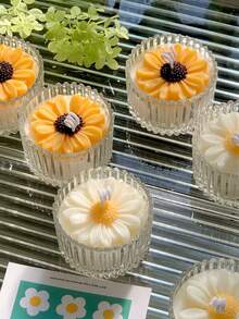 1 件手工制作的向日葵香味大豆蜡烛，香薰蜡烛杯家居装饰