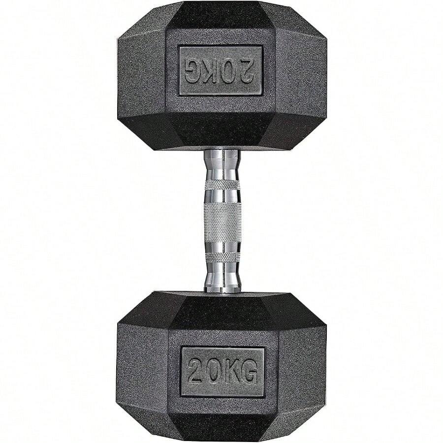 Kurzhanteln Set Hexagon Hanteln | 2er Set 10-25 kg | Rutschsicher Ummantelt Gummi Beschichtet Gusseisen Gewichte für Damen und Herren Krafttraining - 1x20kg-Schwarz1 - Übersicht 1