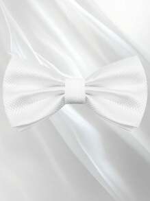 Men's Solid Color Elegant Jacquard Bow Tie, Pre-Tied Double Layer Solid Color Bowtie, Satin Formal Tuxedo Bowknot, Adjustable, Suitable For Groomsmen, Wedding, Party, Formal Events, Holiday Gift