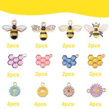 Kit de fabrication de bijoux multicolores en alliage d'abeille, nid d'abeille et pendentif fleur de marguerite. Cadeau de festival d'abeilles, accessoires thématiques d'abeilles DIY pour bracelets de cheville d'été, bracelets, boucles d'oreilles, porte-clés, breloques de sac, bracelets d'amitié, chaînes de téléphone, mariage, remise des diplômes, cadeaux de vacances