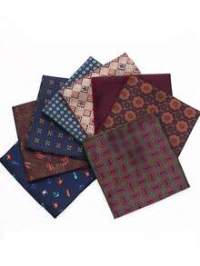 1 件格子花卉图案手帕，适合商务、聚会和休闲用途