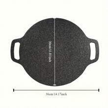 Padella per barbecue, piastra da barbecue antiaderente, conduzione del calore rapida, facile da cuocere, multifunzionale, griglia versatile, padella, padella a induzione rotonda piatta con doppia impugnatura, rivestimento antiaderente, padella tonda per barbecue, barbecue, pentola da cucina in ghisa per pizza, per barbecue all'aperto, cucina, ristorante, campeggio, picnic, negozio di barbecue, matrimonio, festa della mamma, festa del papà