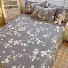 3pcs/Set Soft Skin-Friendly Printed Thickened Bedding Set, Modern Rectangular Stylish Minimalist Design Luxury Double Bed Sheet Cover With Pillowcase, Multi-Size Options Suitable For Bedroom Home All Seasons