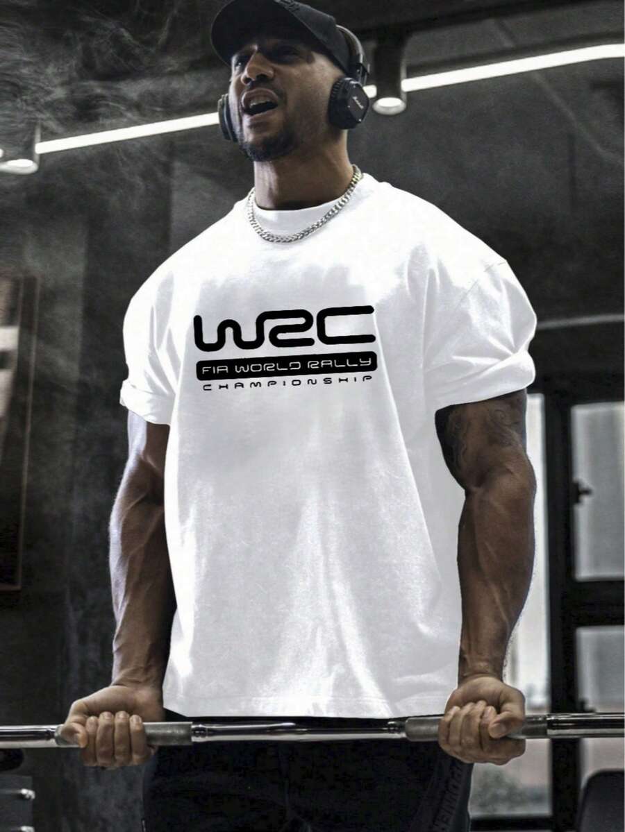 Sport Corelite Boyfriend Style Men's WRC FIA World Rally Championship Print Crew Neck Short Sleeve Sports T-Shirt, Racing,Rally,Sports Shirt,White T-Shirt,Men's Fashion,Cycling, Fitness, Gym Clothes Boyfriend Style - White - View 1