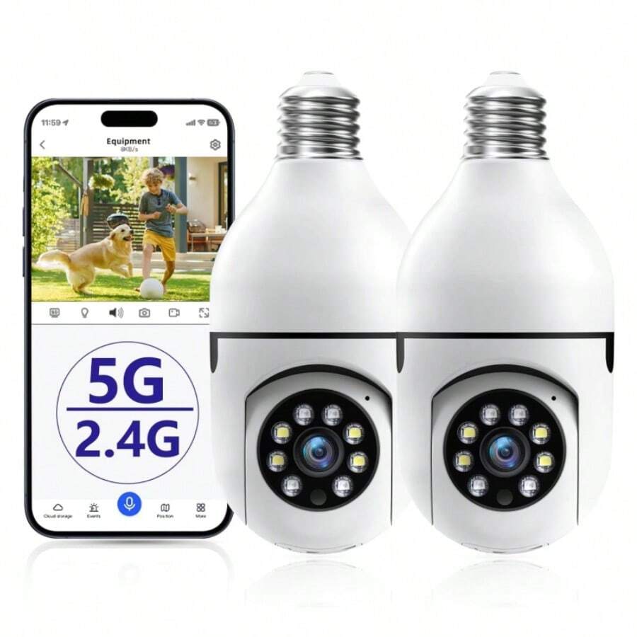 Light Bulb Camera 2K Resolution Home Wifi3MP Security Camera, Intelligent 360 Ptz Indoor/Outdoor Light Bulb Security Camera, Remote Voice Intercom HD Night Vision Light Bulb Security Camera Can Be Used Indoors And Outdoors - 白色 - 查看 1