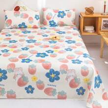 3pcs/Set Soft Skin-Friendly Printed Bedding Set, Modern Rectangle Fashion Simple Luxury Double Bed Sheet Set With Pillowcase, Multiple Sizes, Suitable For Bedroom Home Use All Seasons