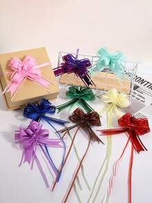 1 Pc Snow Gauze Hand-Pulled Bow Metallic Color Flower Gift Baking Package Wedding Decoration Ribbon - Multicolor - View 1