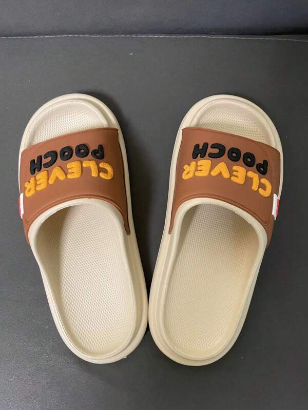 These "Clever Pooch" Letter Slippers Are Comfortable, Durable, And Suitable For Home, Casual, And Vacation Settings. They Are Lightweight, Fashionable, And Adorable, Making Them The Perfect Match For Summer Activities.