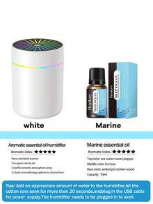 1 pieza Humidificador con capacidad de agua de 180ml, diseño de luz de degradado de color, aumenta la humedad del aire y previene la sequedad, agrega aceites esenciales de aromaterapia para eliminar olores desagradables en interiores y mantener el aire fresco, modo de rociado intermitente, adecuado para decoración de dormitorio, difusor de coche, accesorios de automóvil y artículos esenciales automotrices, se usa enchufado a la corriente, color negro - Humidificador de aire USB - Ver 13