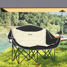 Outsunny Double Camping Chair For Adults, Oversized Heavy Duty Padded Folding Chair With Armrests, Cup Holders And Carry Bag For Outdoor Camping Hiking Picnic Fishing, 250kg Capacity - Khaki - View 7