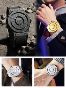 DOM 1pc Fashionable Advanced Technology Men's Watch, Mirrorless Magnetic, Silicone Strap Waterproof Quartz Sports Watch, Personalized Men's Sports Watch, Suitable For Wearing, Christmas Gift For Friends - Shape - View 13