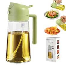 1PC 16.5oz Oil Dispenser Bottle For Kitchen - 2 In 1 Olive Oil Dispenser And Oil Sprayer - 470ml Olive Oil Bottle - Oil Sprayer For Cooking, Restaurant Kitchen, Salad, Barbecue
