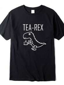 Camiseta Tea Rex Masculina Básica Algodão Plus Size Moderna e Atemporal - Preto - Visão 2