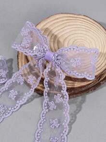 2pcs Girls Bowknot Lace Ribbon Hair Clips, Sweet Versatile For Everyday Or Festivals - Multicolor - View 6