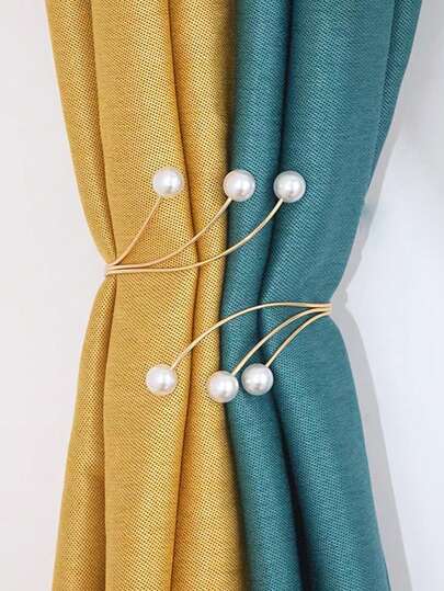 1 st High-End Faux Faux Pearl Legering Gardinkrokar, No-Drill Gardin Tie Backs