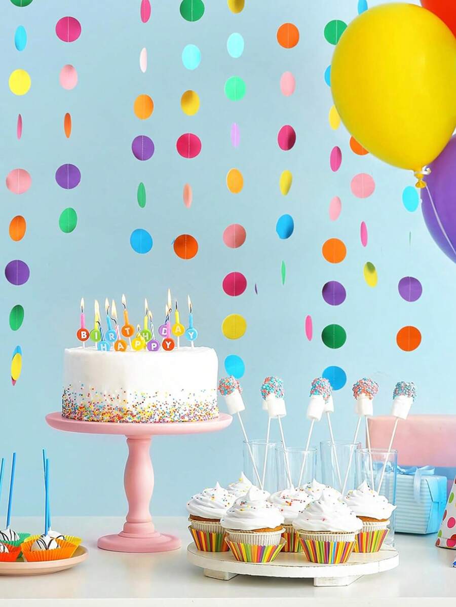 1 confezione di ghirlande di carta colorate a pois per feste, decorazioni appese ad arcobaleno per feste di compleanno, matrimoni, aule scolastiche, decorazione domestica, appendibile alle pareti