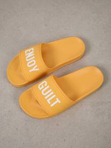 Novos chinelos femininos versáteis da moda, sola de borracha macia e confortável, chinelos casuais antiderrapantes e leves respiráveis para caminhada - Amarelo - Ver 6