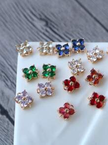 1 pieza/5 piezas Colgante de flor de trébol de cristal de circonia cúbica microincrusted, hecho a mano para hacer pulseras y joyas DIY, de aproximadamente 7,7 * 10 mm incluyendo el anillo, elegante kit de accesorios de colgante de cuentas portátil DIY
