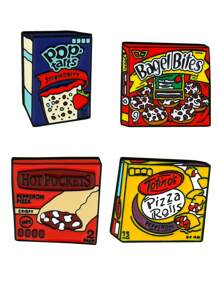 1/4 pièces Broche de rouleau de pizza, épinglette en métal d'alliage avec lettres colorées, accessoire décoratif pour sac, vêtements, bureau, chemises, vestes, bijoux pour Noël et Halloween