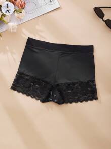 1 pieza Calzones de cintura alta sexy para damas, pantys de encaje, calzones interior de mujer cómodos antideslizantes, shorts de boxeador sexy interior de mujer, shorts negros de boxeador para mujer
