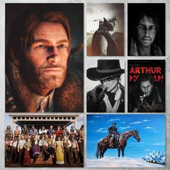 1 件墙面艺术海报无框红死救赎 2 我有一个在游戏中死去的好朋友红色死亡救赎亚瑟的自我救赎西部之王冒险游戏风景系列复古灰色素描金色游戏海报高品质帆布印刷酒吧收藏家居厕所墙壁装饰流行可选框架