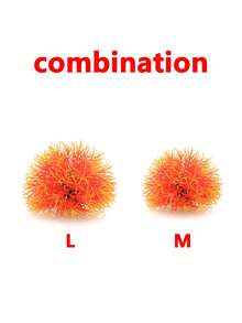 水族箱装饰：塑料假水下草、花球、草堆、鱼缸造景草球、塑料人造水草、玻璃容器微型装饰、人造小型水草 - 彩色 - 查看 17