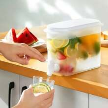 1 Peça Dispensador de Bebidas, Garrafão Transparente de PP de Grande Capacidade com Torneira, À Prova de Vazamento, Perfeito para Limonada, Chá e Bebidas de Frutas, Fácil de Servir, Balde de Bebida para Casa e Uso Externo na Geladeira