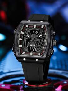 SMAEL SMAEL 1 Pc Double Display Digital Wristwatch Men's Fashion Square Case Silicone Band Military Sports Quartz Electronic Watch For Men