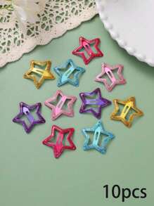 10 piezas/20 piezas/30 piezas/40 piezas/50 piezas/100 piezas Clips para el cabello con forma de estrella brillantes y coloridos al azar, accesorios para el cabello para niñas, fiesta, estudiantes