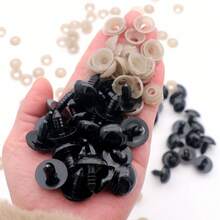 50 Stück 5mm-24mm Kunststoffaugen mit Unterlegscheiben, Bastelaugen für Amigurumi, Stofftiere, Häkelprojekte, Teddybären, DIY schwarze Augen, Herstellungszubehör - Schwarz - Übersicht 21