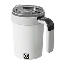 PANCERKA 自动搅拌杯，自动磁力自搅拌咖啡杯，带温度显示功能和吸管，可拆卸底座，适合多种容器，旅行随行杯，适用于牛奶巧克力摩卡，乳白色 - 彩色 - 查看 14