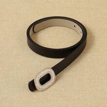1 条休闲 PU（聚氨酯）点扣腰带，时尚流行，适合日常穿着，四季皆宜 - 黑色 - 查看 2