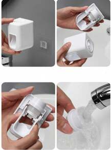 1 pièce Distributeur automatique de dentifrice et porte-brosse à dents mural, sans perçage requis, pour la salle de bain ou les toilettes