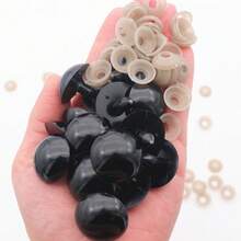 50 Stück 5mm-24mm Kunststoffaugen mit Unterlegscheiben, Bastelaugen für Amigurumi, Stofftiere, Häkelprojekte, Teddybären, DIY schwarze Augen, Herstellungszubehör - Schwarz - Übersicht 26