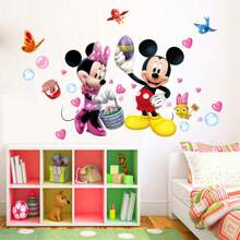 1pc Cartoon Mickey Mouse Wall Sticker, Children's Room Decoration, Bedroom Wall Decor, Adorable, Removable, Material, Waterproof, Multi-Scenario Applicable Bath Rug Floor Carpet Bathroom Decor Summer Bathroom Accessories