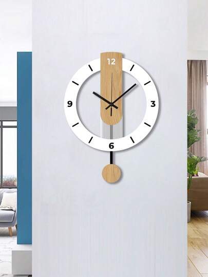 Pc, Wit Wood Grain Acrylic Creative Swing Wand Clock, Silent Living Room, Bedroom, Room ation, Home Kitchen, Office Birthday, Bedroom Dormitory Back To School view 4