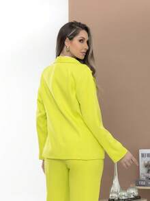 Women's Blazer And Tailored Pants Set - Verde Lima - Ver 8