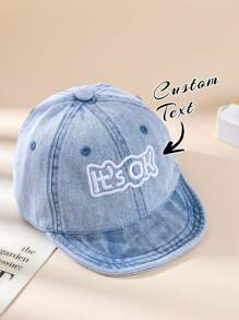 1 pieza Gorra de béisbol estilo primavera para niño/niña pequeño/a, de 6 a 24 meses, Sombrero vaquero de mezclilla, regalo personalizado para bebés