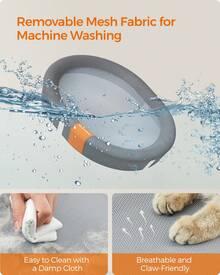 Feandrea Cat Hammock, Raised Cat Bed, Small Dog Bed, For Pets Up To 12 Kg, Free-Standing Pet Bed For Summer, With Removable Mesh, Machine Washable, Oval - Grey - View 7