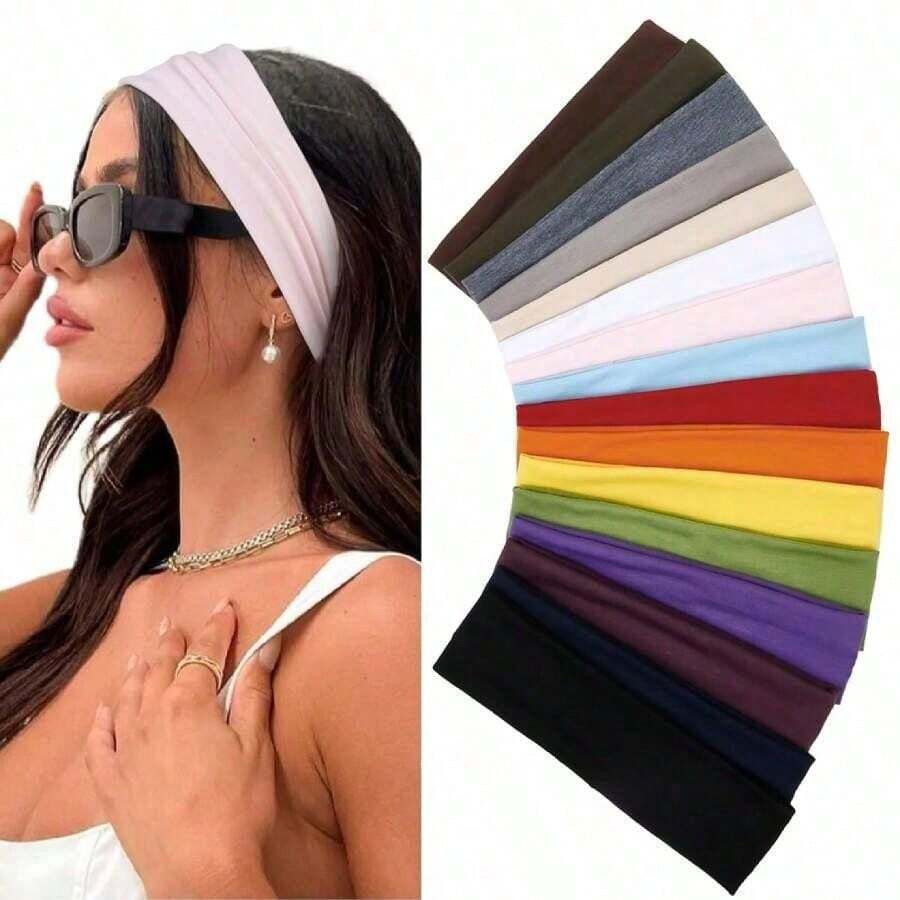 10pcs/5pcs/1pc Pack Sports Yoga Headband, Soft & Stretchy Anti-Slip Wide Headband For Women, Suitable For Yoga, Running, Workout, Fitness