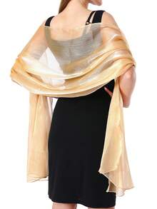 1pc Fashionable And Elegant Blue Shiny Evening Party Dress With Removable Shoulder Cape, Suitable For Ladies For Daily Vacation And Evening Party Matching, 200*68cm/78*26.5in Fall Clothes For Women