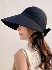 Women's Wide Brim Sun Hat, Breathable Sunshade Cap, Outdoor Cycling UV Protection Face Cover Design, Foldable Summer Sun Hat - Hat - View 5